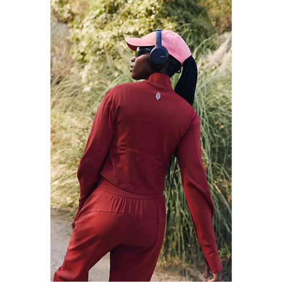 (S) NWOT $108 Free People Never Better‎ Structured Zip-Up Jacket Crimson - Picture 5 of 10